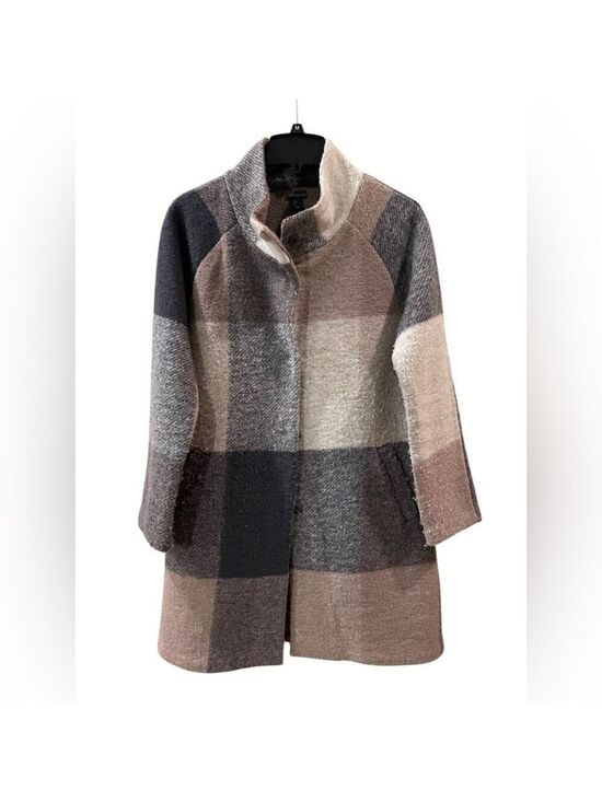 Paraphrase Jackets & Blazers - Paraphrase Women's Plaid Wool Blend Overcoat Multicolor Jacket Size: Small